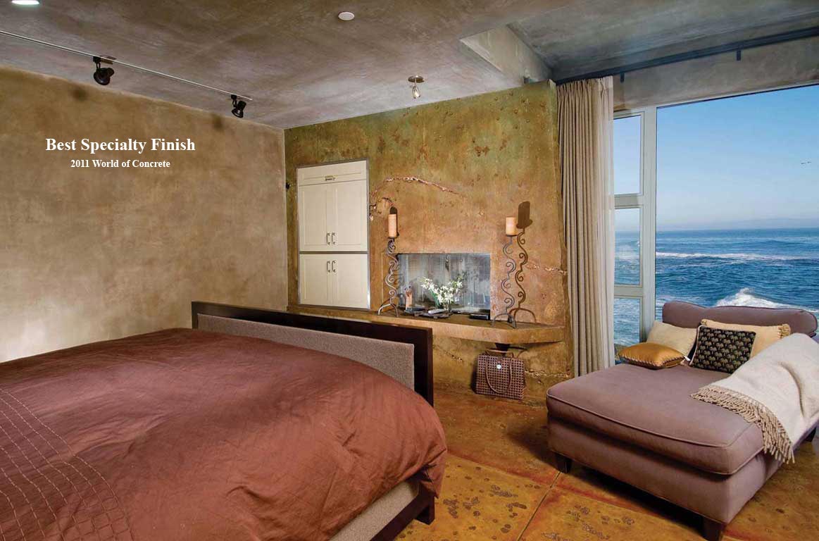 Decorative Concrete Bedroom Walls, Fireplace Rockview